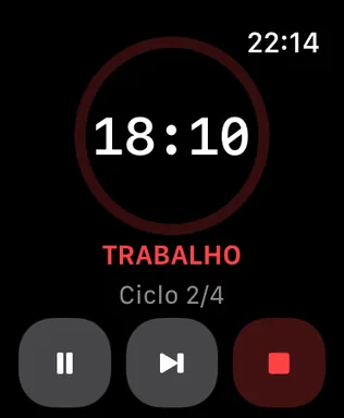 Watch: bloco de foco em andamento, ciclo 2 de 4
