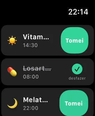 Watch: dose marcada como tomada